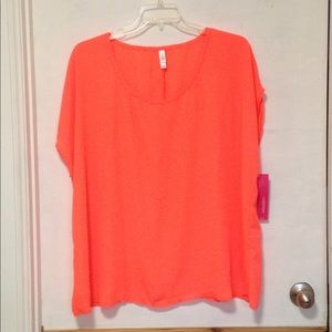 NWT bright orange sheer cap sleeve blouse